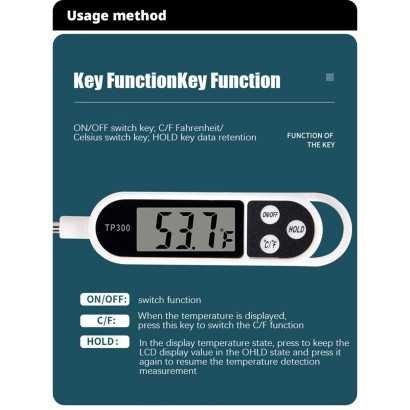 Digital food thermometer with LCD display