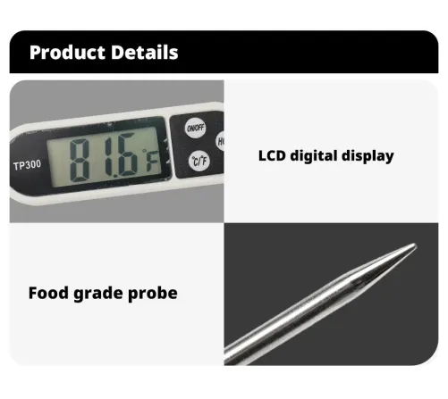 Digital food thermometer with LCD display