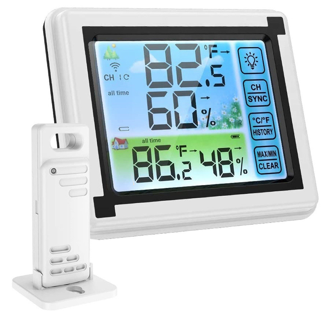 LCD Digital Temperature Humidity Meter -1 -2 Indoor Outdoor hygrometer  thermometer Weather Station with Clock