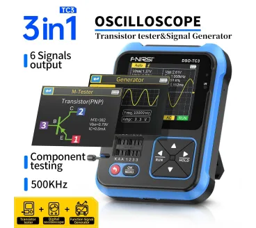 DSO-TC3 3-IN-1 Handheld Digital Oscilloscopes Signal Generator Transistor Tester