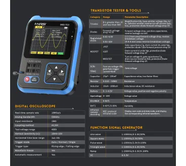 DSO-TC3 3-IN-1 Handheld Digital Oscilloscopes Signal Generator Transistor Tester